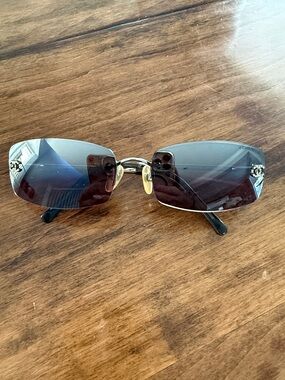 Authentic Chanel Women’s Rimless Chanel Sunglasses - Black Gradient Lenses